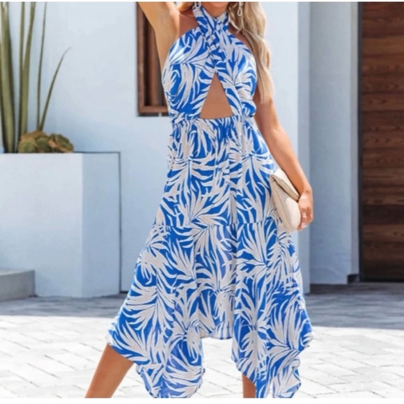 VICI multi way handkerchief hem halter midi dress - Picture 1 of 8